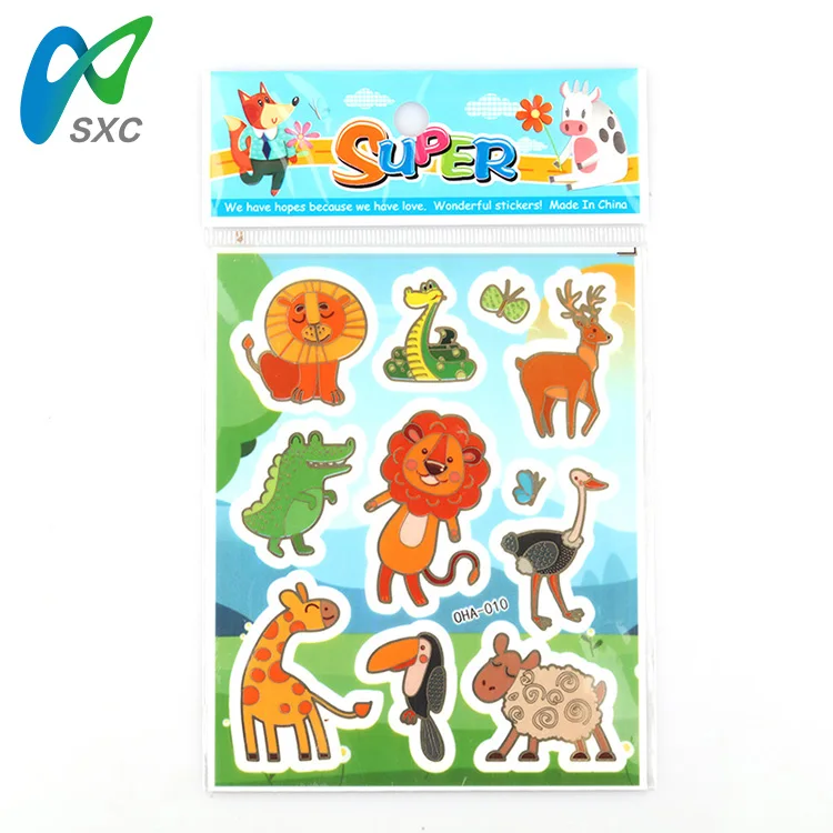 DIY Creative Cute Clear Cartoon Animal Gold Foil Stamping Self Adhesive Stickers for Kids