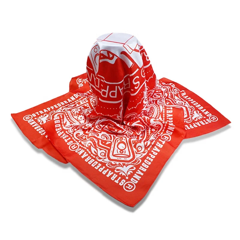 As Video Show Designer Company Logo Silk Feeling Square Polyester Silk Scarf Custom Logo