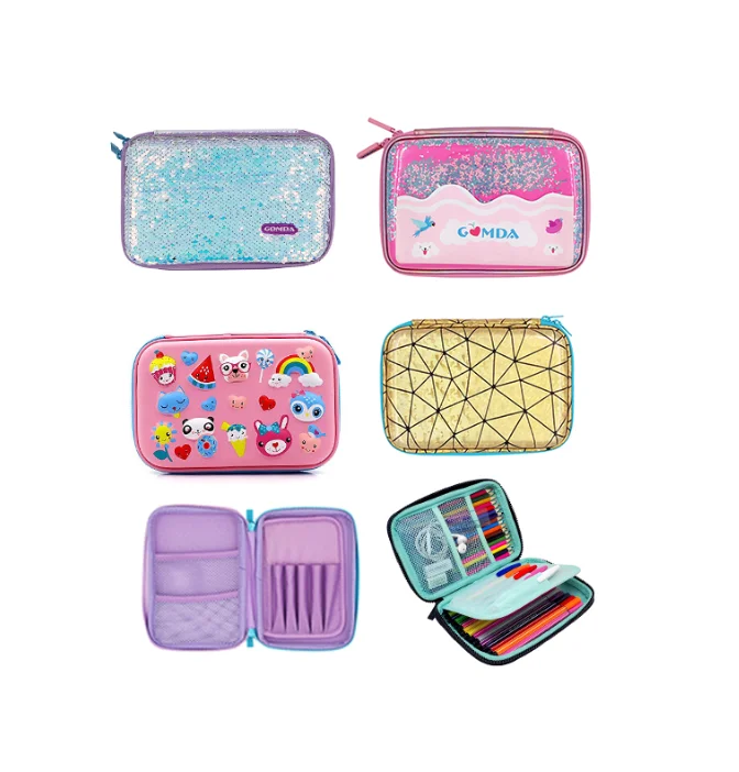 2024 Модный милый мультяшный 3d канцелярский ящик для хранения большой емкости трехмерный квадратный водонепроницаемый студенческий пенал