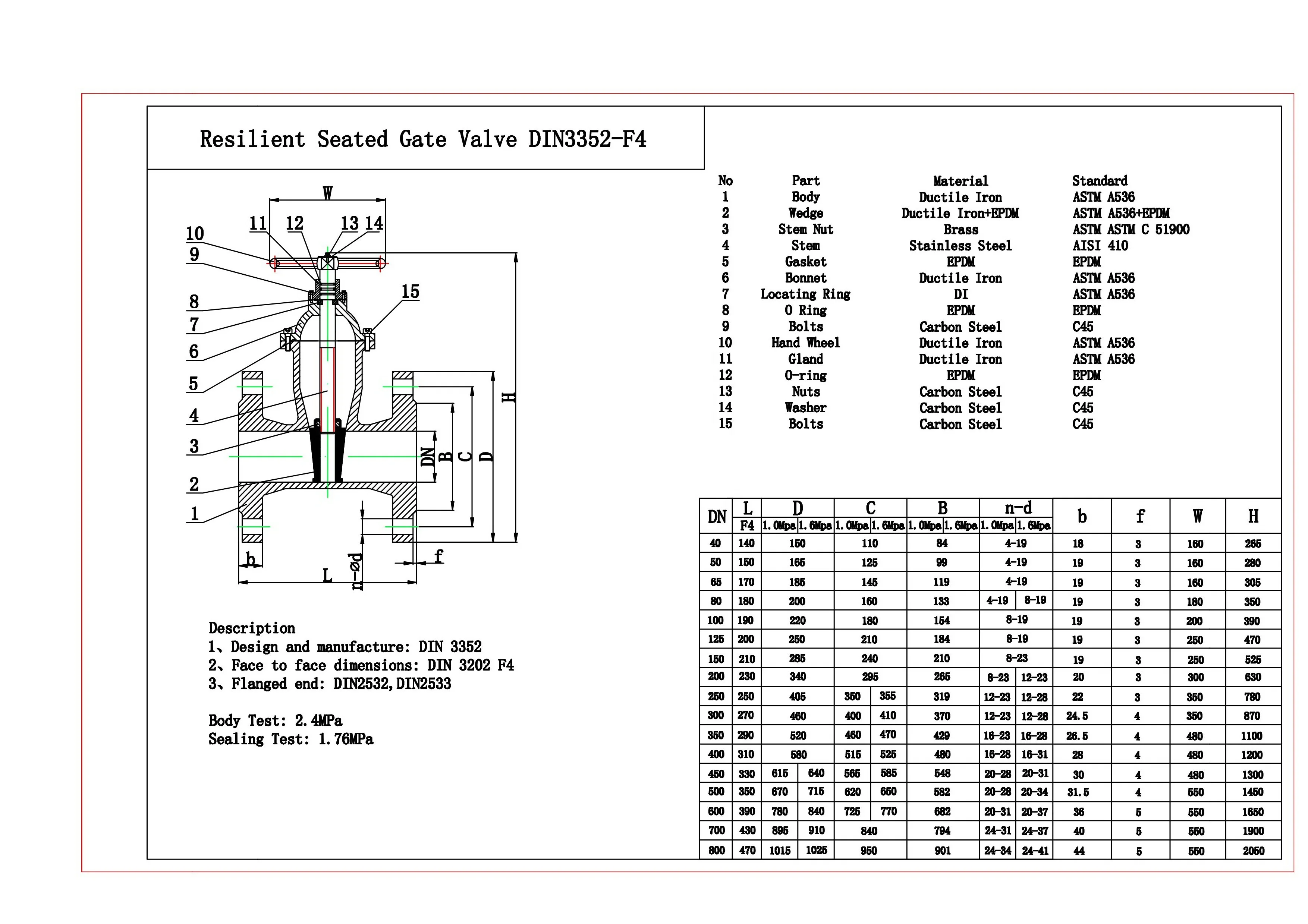 
BS5163 DIN3352 F4/F5 PN10/16/25 Cast Iron GGG50 Non Rising Stem Resilient Seated 6 Inch Gate Valve 