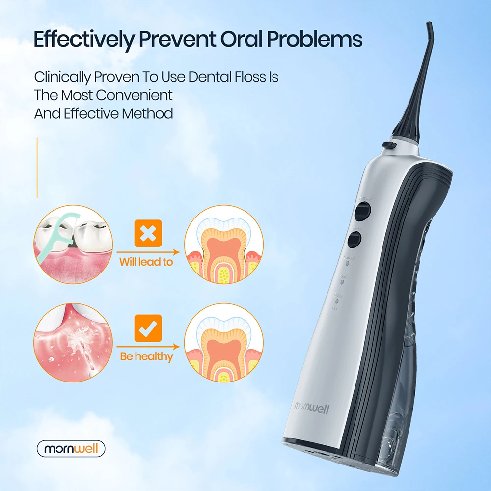 Mornwell 150ml Cordless Portable Teeth Cleaning Dental Oral Irrigator Waterflosser Electric Water Flosser