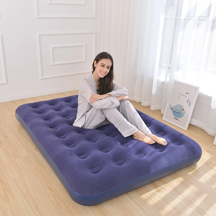 High Quality Flocked PVC Full Size Easy Carry Inflatable Air Sleeping Bed Mattress Camping  inflatable mattress Portable bed