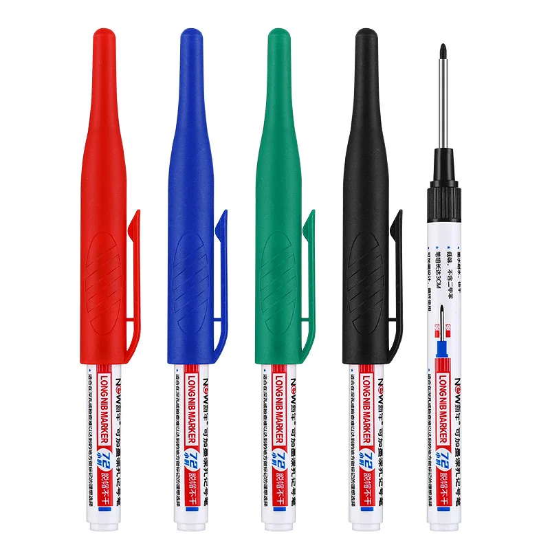 4 COLOR 30mm Deep Drill Hole Long Nib Water Resistant Marker Pens Wood Metal Marker For Bathroom