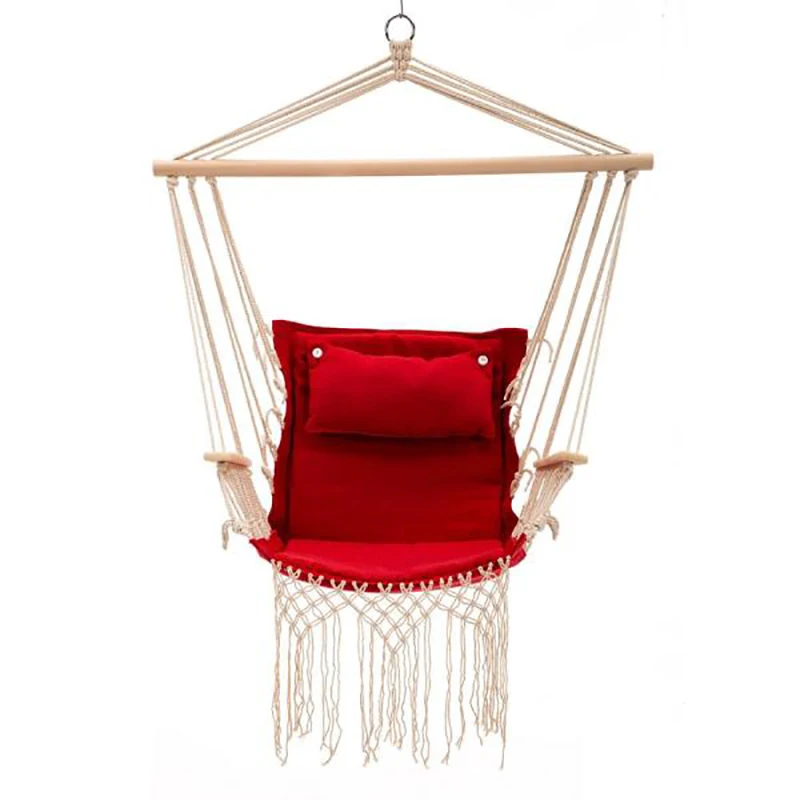 Wood Stick Robust and Durable Hommock Chair Outdoor Swing Chair with Handrail and Tassels