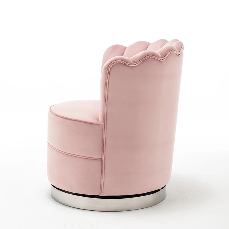 
Flower shape design chair velvet sofa chair swivel chair with movable stainless steel base 