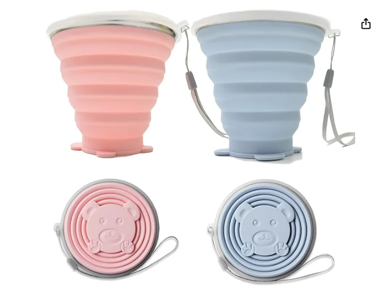 Silicone Collapsible Cups for Traveling 270ML Portable Collapsible Travel Cup Folding Camping Cup with Lids