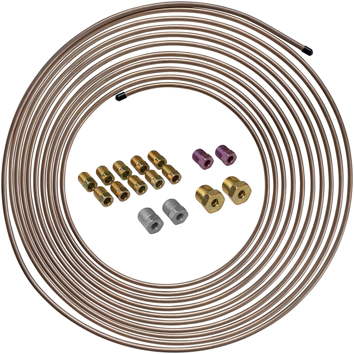 25 ft 3/16 True Copper-Nickel Alloy Non-Magnetic Brake Line Replacement Tubing Coil and Fitting Kit