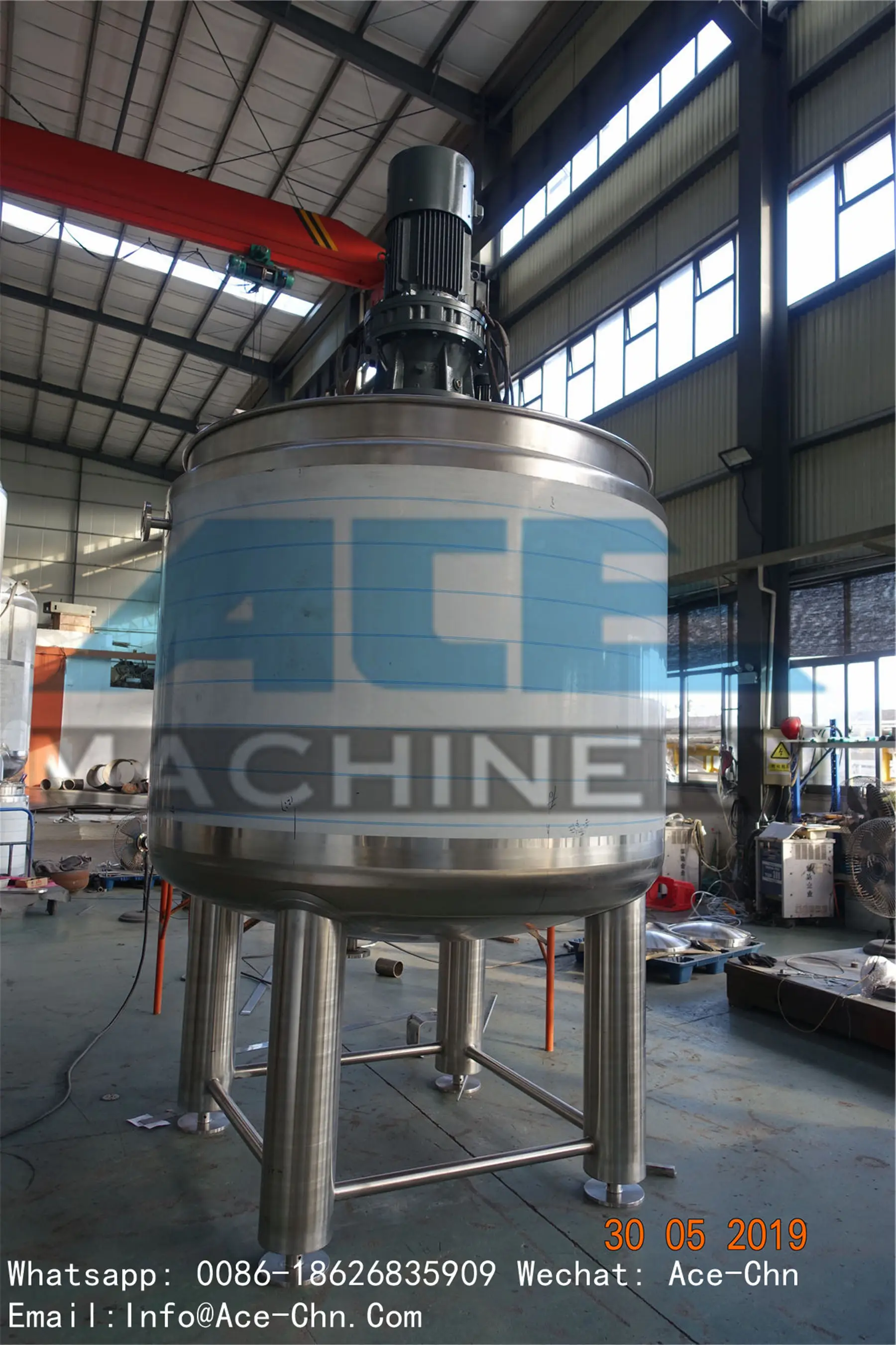 Ace Washing Mixer Soap Liquid Fertilizer Production Line / Cone Bottom Mixing Tank