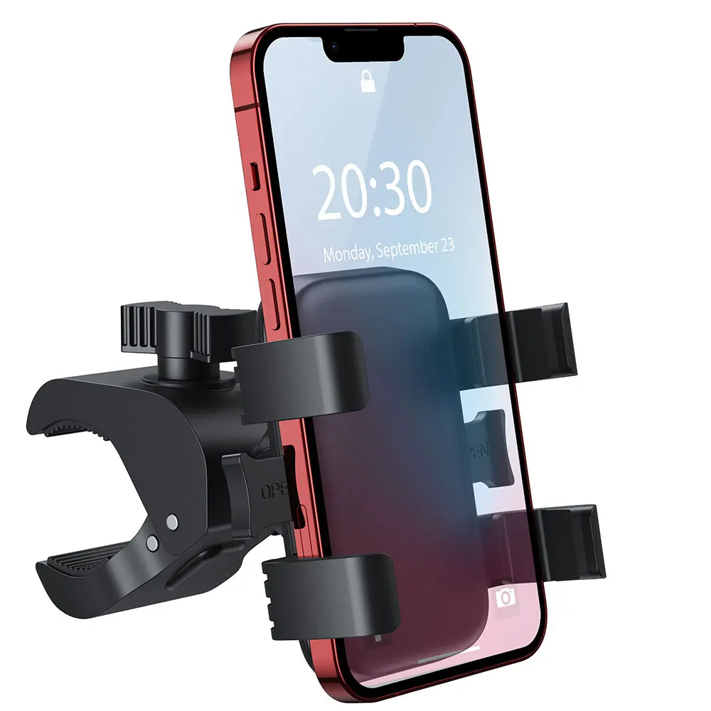 Top sale adjustable bicycle phone holder aluminum alloy 360 rotating security lock scooter bike motorcycle phone holder