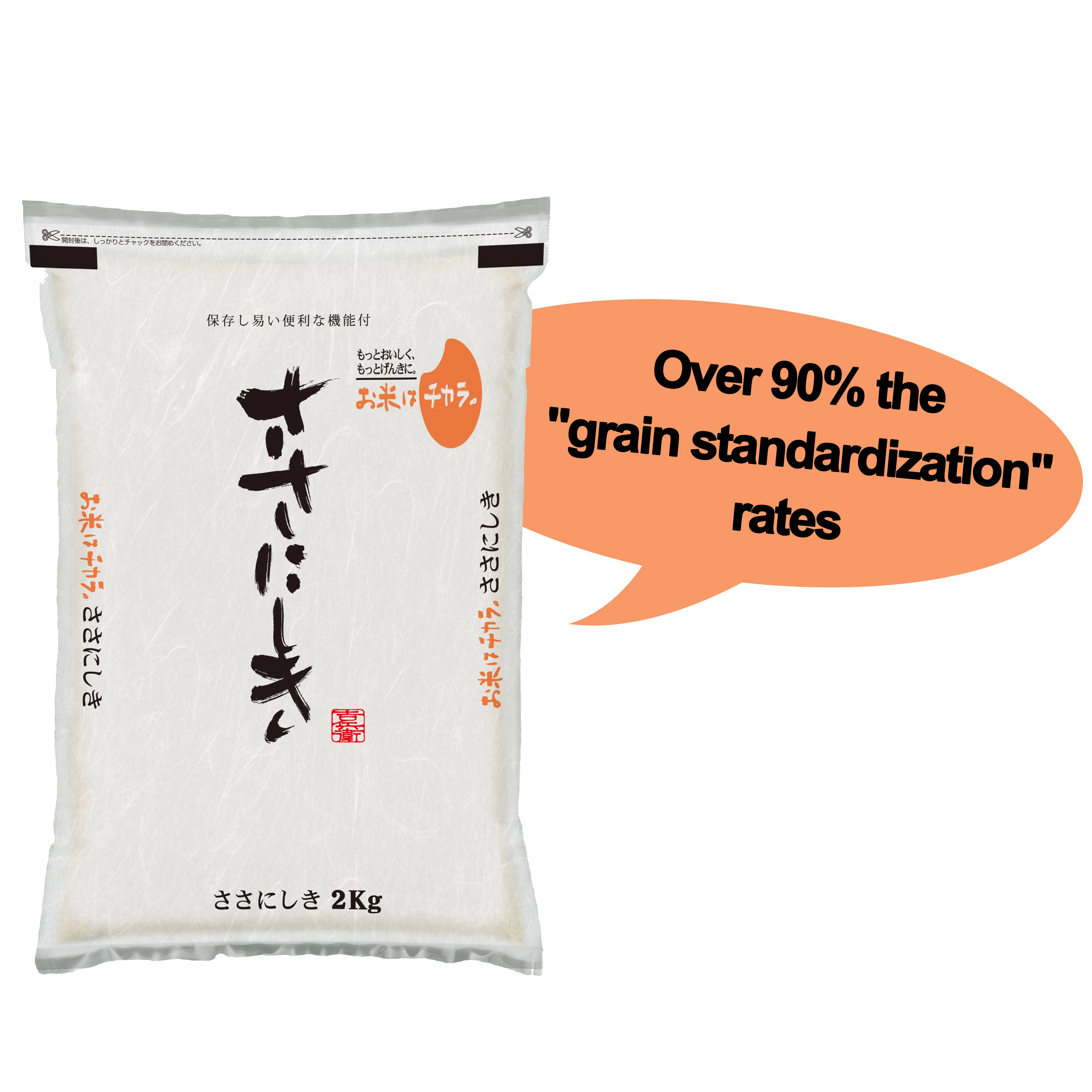 Тщательно отборный белый вакуумный пакет риса среднего зерна в Японии