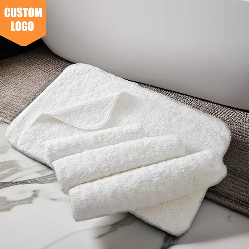 Wholesale 100% Cotton Hotel Bath Mat Modern Solid Design Water Absorbent Foot Towel for Bathroom Floor Mat for Luxury Hotel