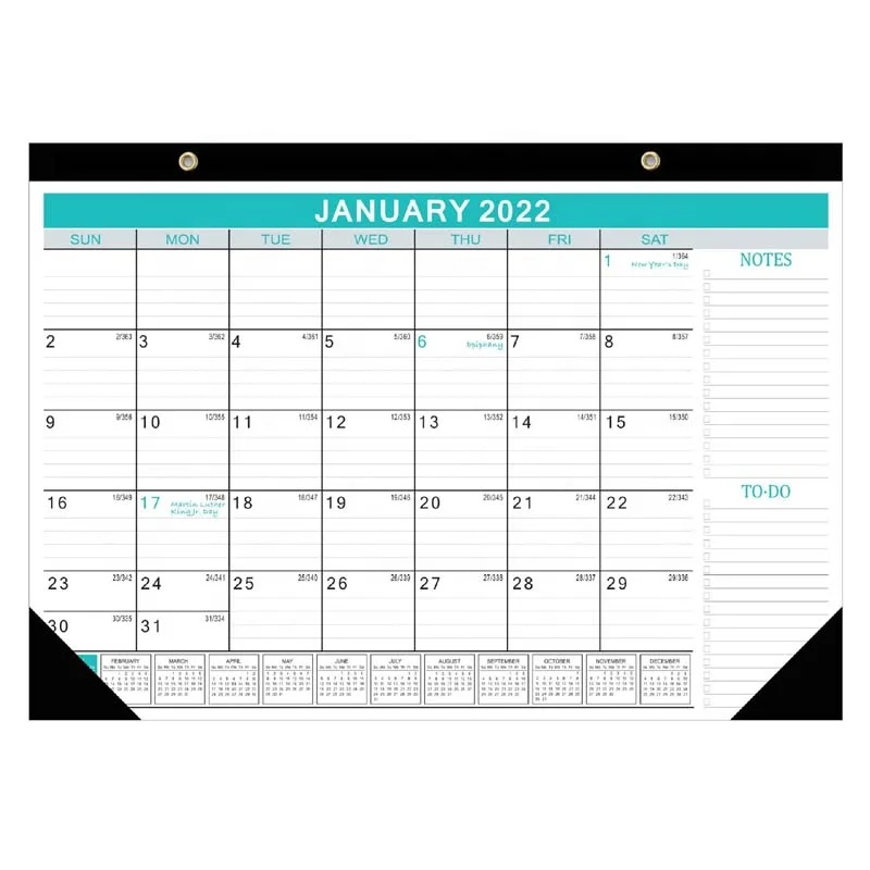 USA Holiday 365 Countdown Schedule Black Simple English Calendar