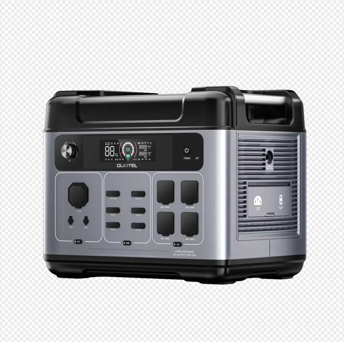 Портативная электростанция 2048Wh 2400W с поддержкой 220v UPS быстрая зарядка 4800w Oukitel P2001 Plus