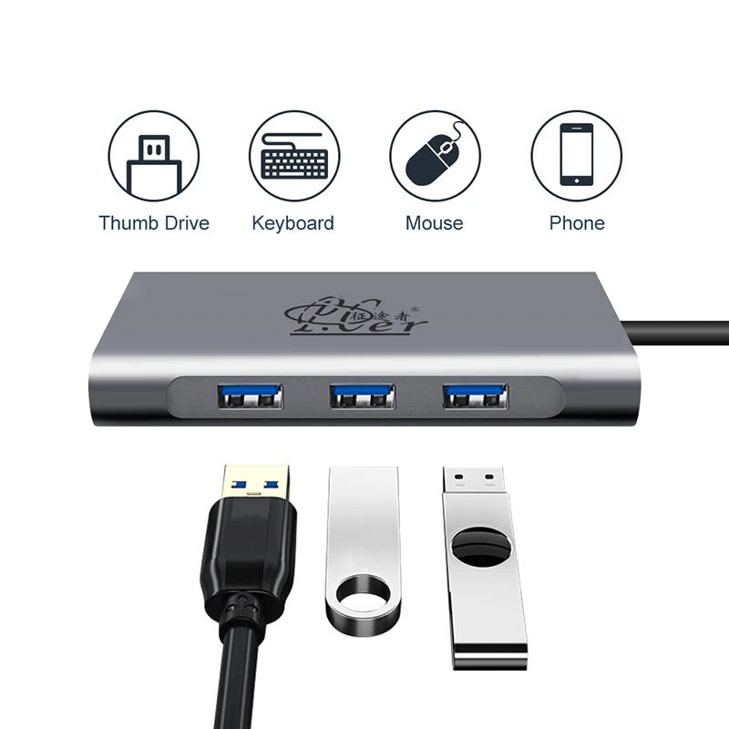 PCER Factory price 10 in 1 USB Hub USB Type-c Hub Multi-function Type-c to HDMI USB 3.0 PD TF SD Audio RJ45 VGA for computer