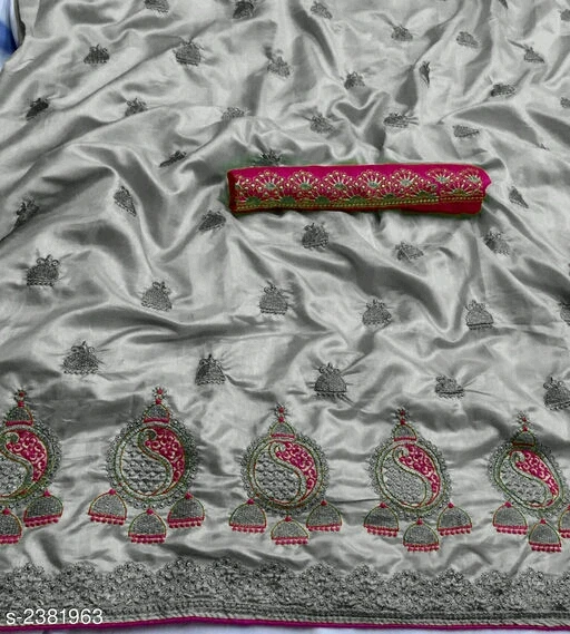 Saree Party Wear Wedding Latest Designer Heavy Embroidery Party Wear Silk Saree with Designer Blouse Women Wear Apparel