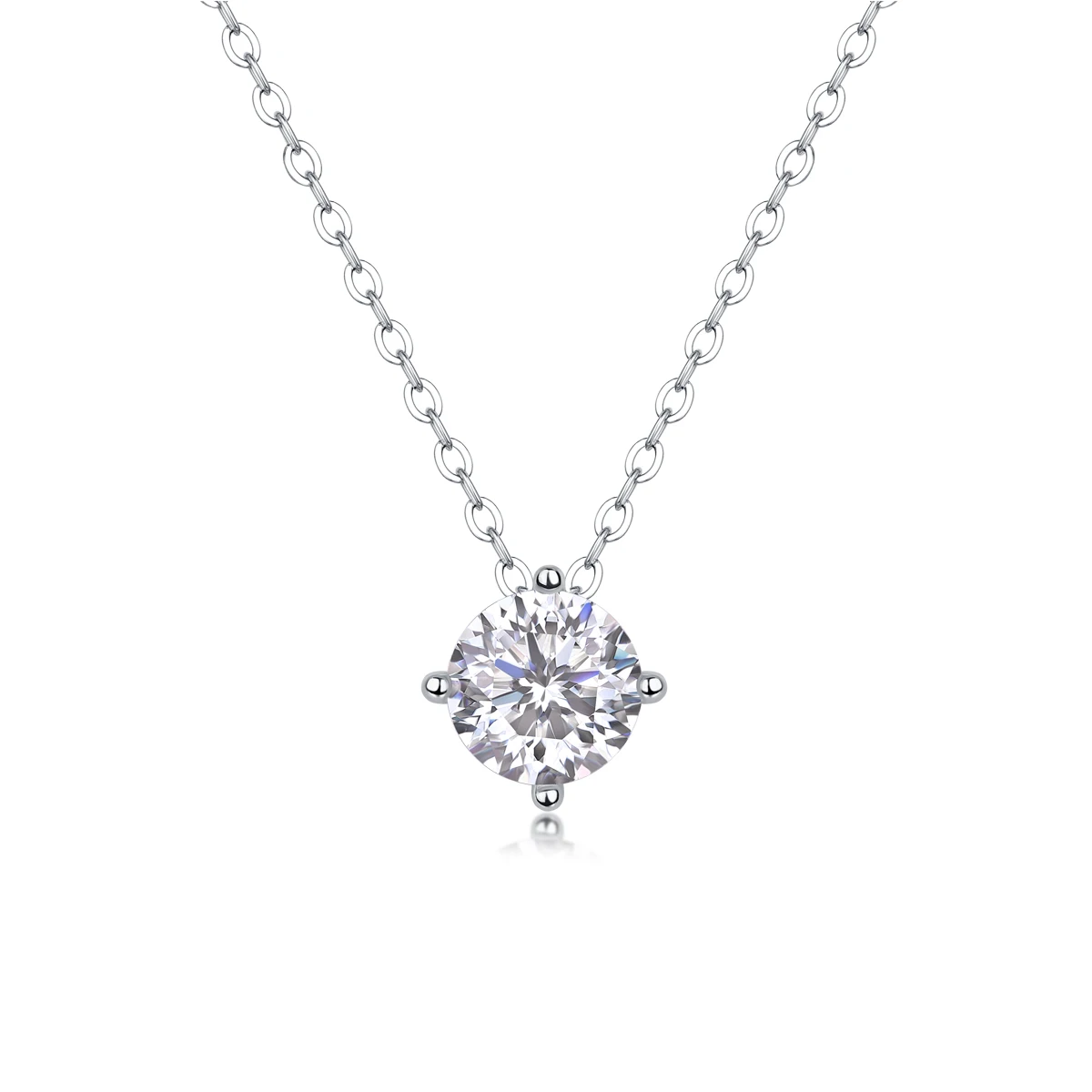 2024 Fashion Jewelry 925 Sterling Silver True Love Four prong Moissanite Pendant Necklace