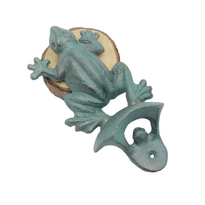 Antique handmade cast iron frog shape kitchen decorative metallic beer bottle opener