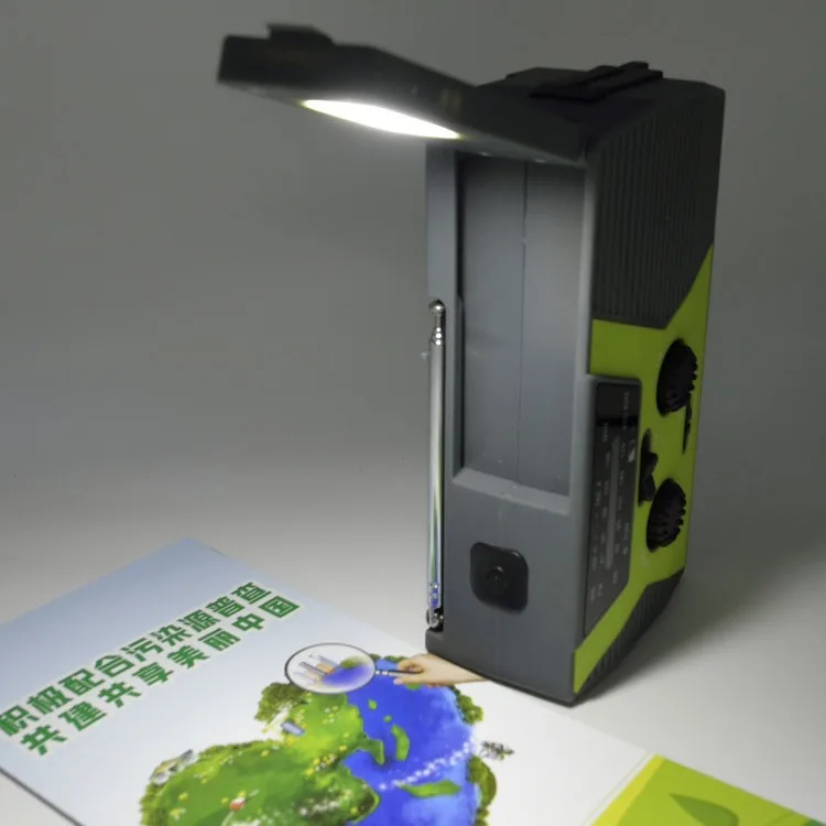 Portable Hand Crank Emergency NOAA Solar Power Radio Home Weather Radio with Flashlight Reading Lamp for Outdoor Camping Hiking