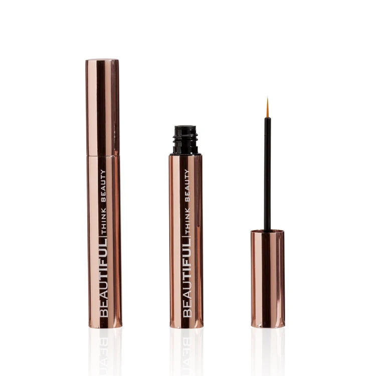 Shiny rose gold aluminum eyelash serum bottle , luxury metal tube for 3ml 4ml lash serum , empty lash growth container