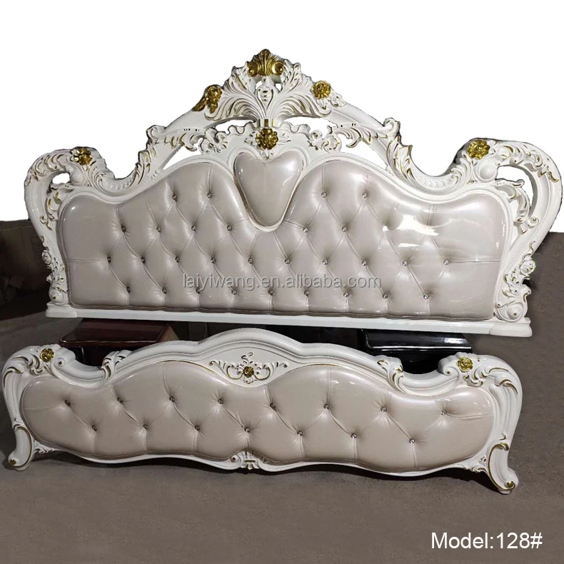 Gold Bedroom Furniture Set home European double bed storage queen leather soft bed