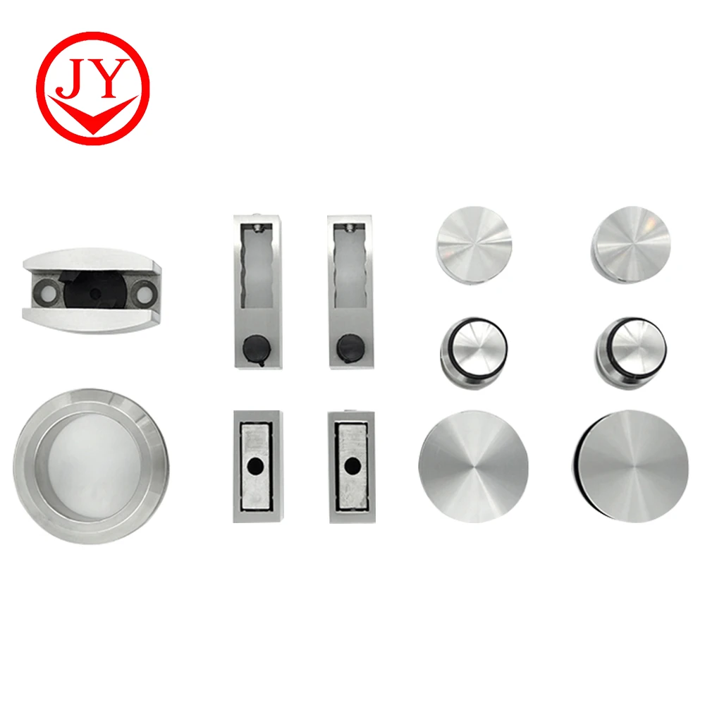 Modern frameless sliding glass door system enclosed shower room hardware