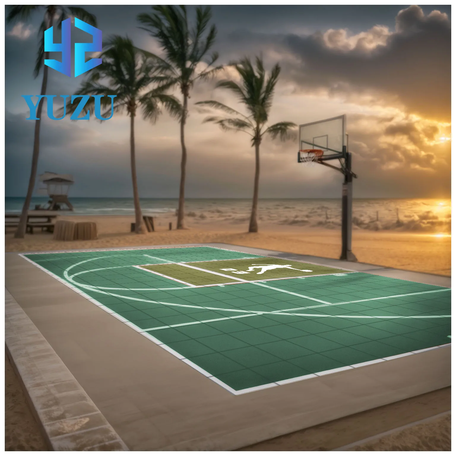 outdoor portable tpe-basketball-court tiles and PP pickleball court flooring tilesbasketball court netting10years