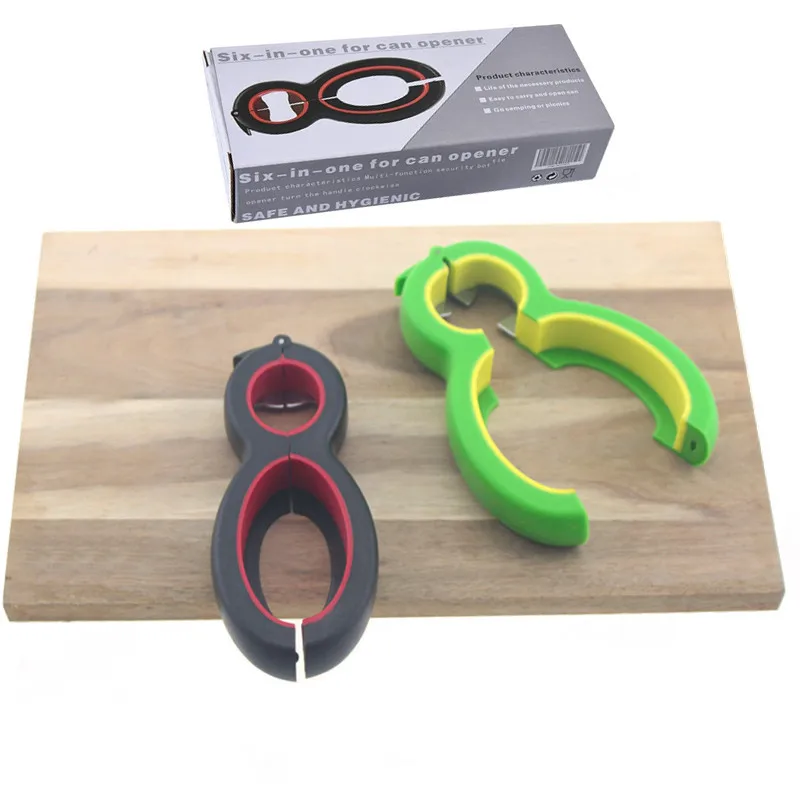 6-in-1 Multi-Functional Manual Can Opener for Kitchen Easy Use Twist off Lid Soda Jar Bottle Wine Corks Lids