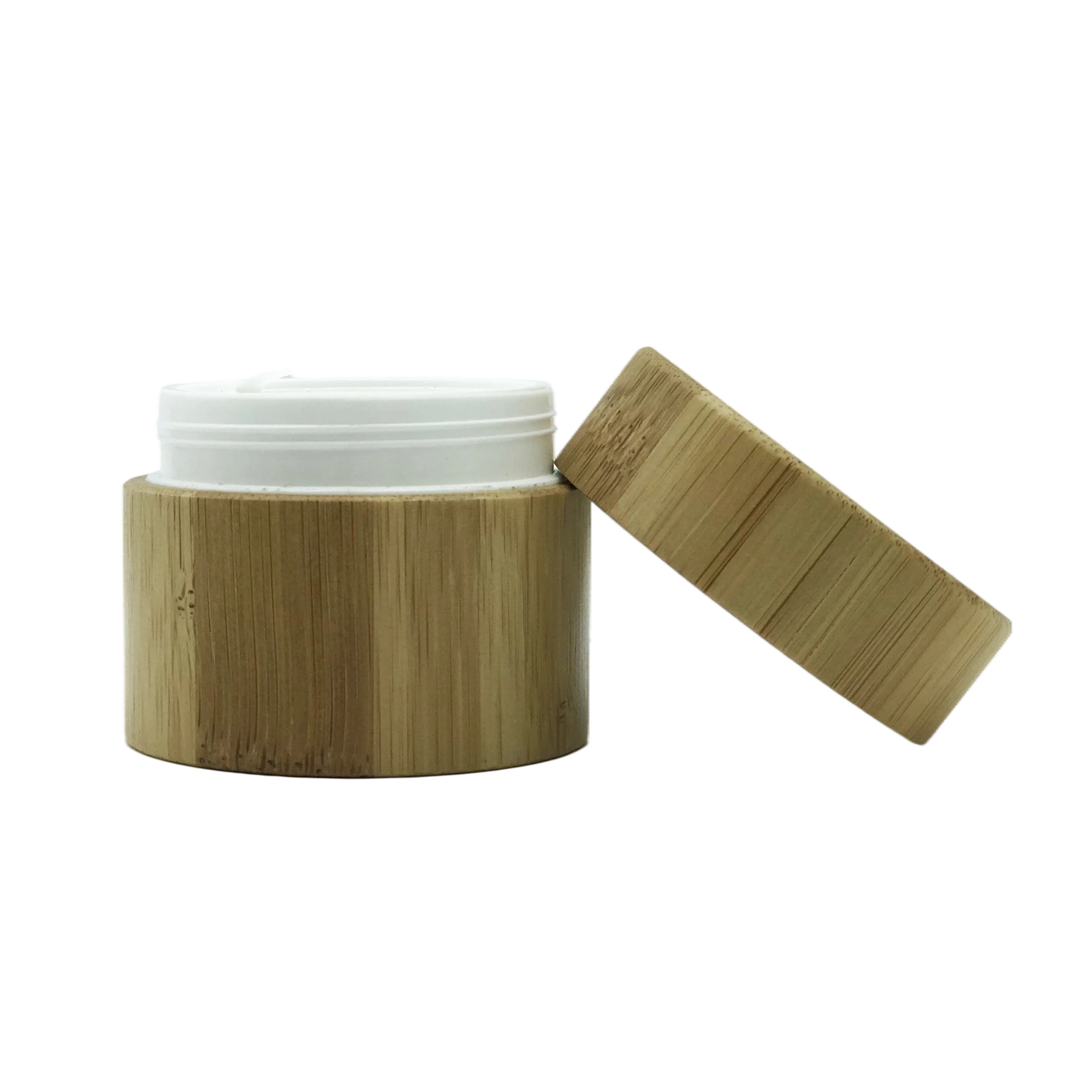 luxury plastic pp inner cosmetic bamboo cream jar 5g 10g 15g 20g 30g 50g 100g 150g 200g 250g