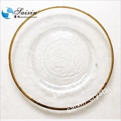 Wholesale Cheap Wedding Silver Rose Gold Rim Charger Plates Glass