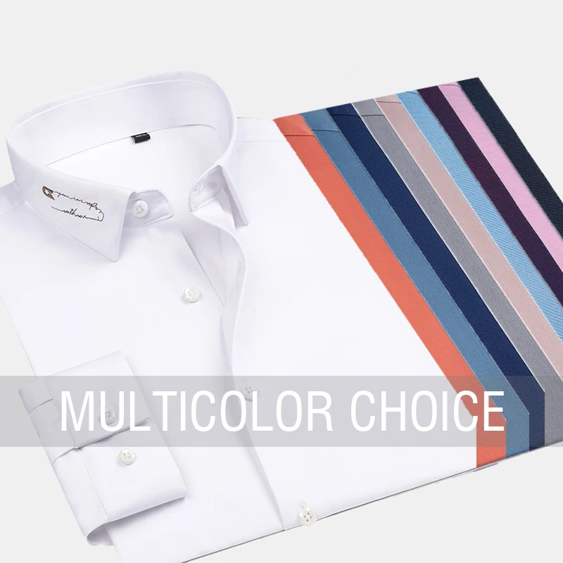 Casual black shirt Regular Fit Solid Custom Logo High Quality  Picture Technics thin tight shirts  new style 2021