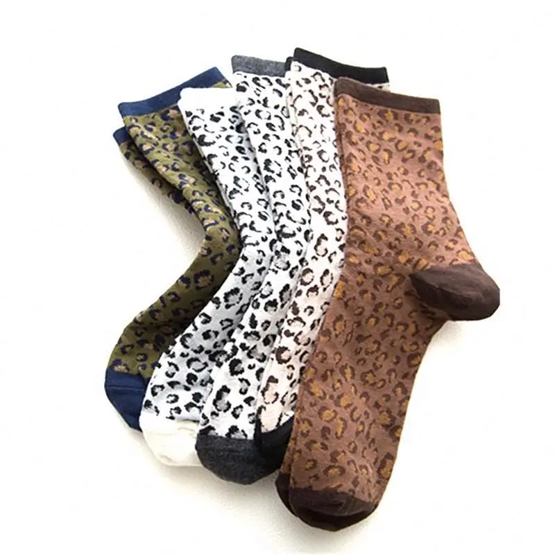 Китайские дешевые носки с леопардовым принтом, Ретро дизайн, оптовая продажа, короткие носки