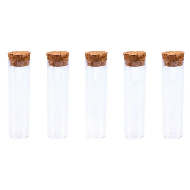 Plastic test tube with cork for candy packaging