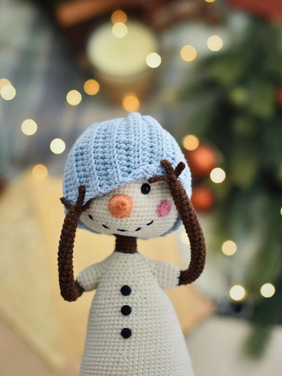 Cute Adorable Snowman Crochet Doll Crochet Knitting Kit Accessories To Crochet Kit for Beginners Knitting Kits Hooks Yarn Set