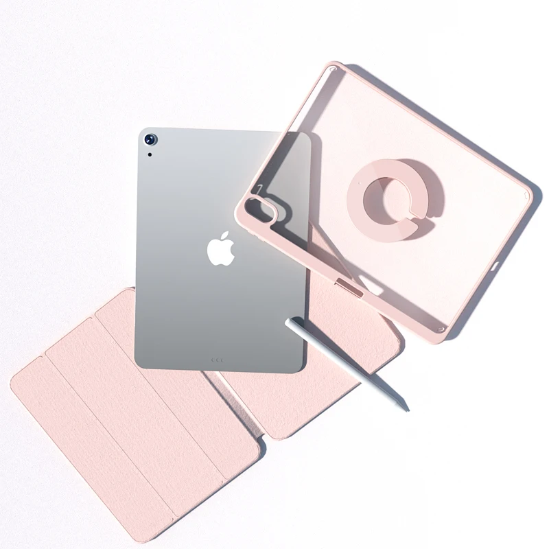 360 degree rotating leather case Acrylic transparent case for iPad 7/8/9 th generation 10.2 9th case