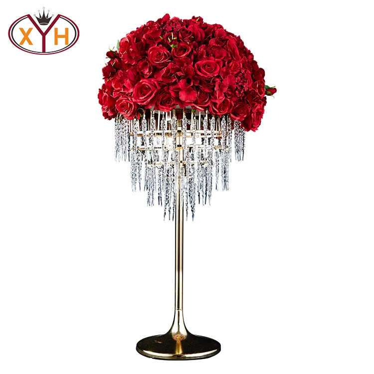 Xinyuanxing New Design Rechargeable Remote Control Wedding Decoration Floor Acrylic Iron Flower Display Stand