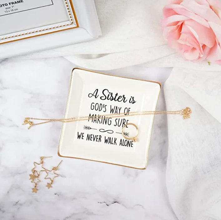 jewelry storage desktop home ornament and decoration ceramic square plate customizable LOGO