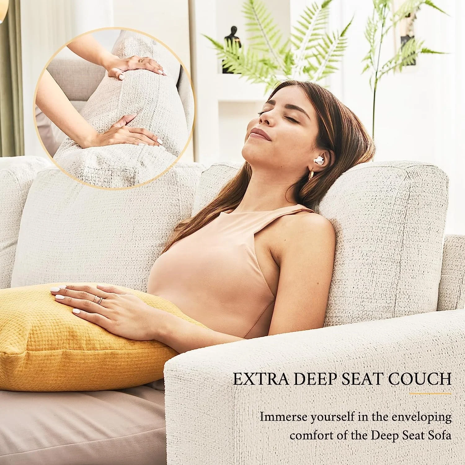 High quality french hamptons style furniture linen fabric duck feather filling comfortable loose style slipcover sofas for home