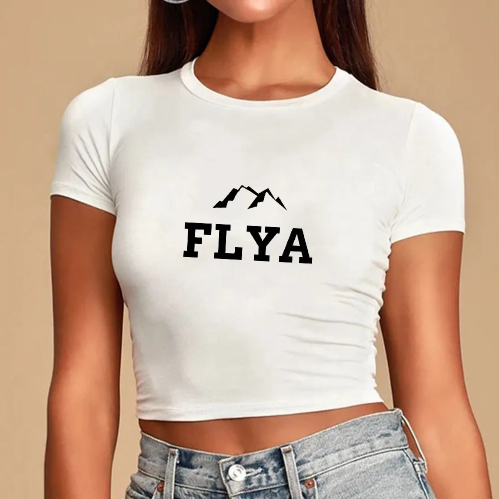 Baby Tee Cropped Ladies Graphic T Shirts Plain Summer Cotton Tight Slim Fit T Shirt Top Oversized Crop Top Mujer Sexy For Women
