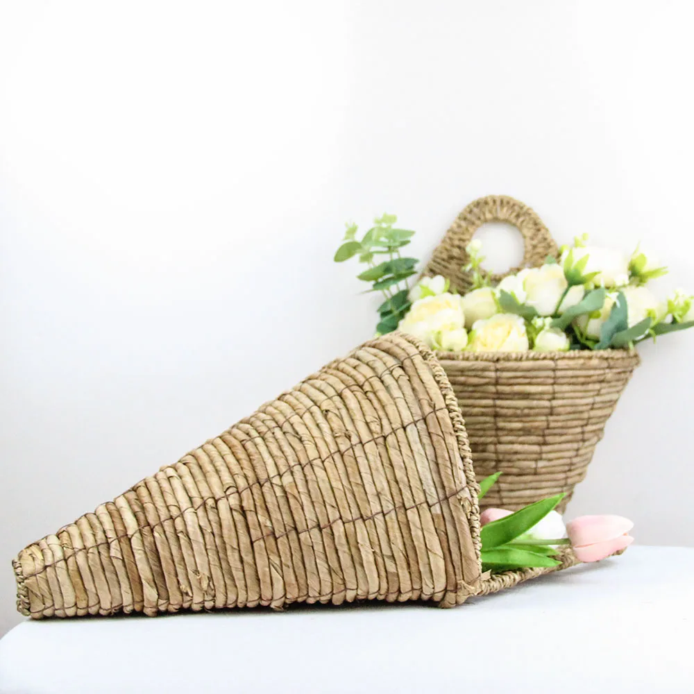 Natural large flower pots wholesale woven rattan indoor plant pot planter for home and garden