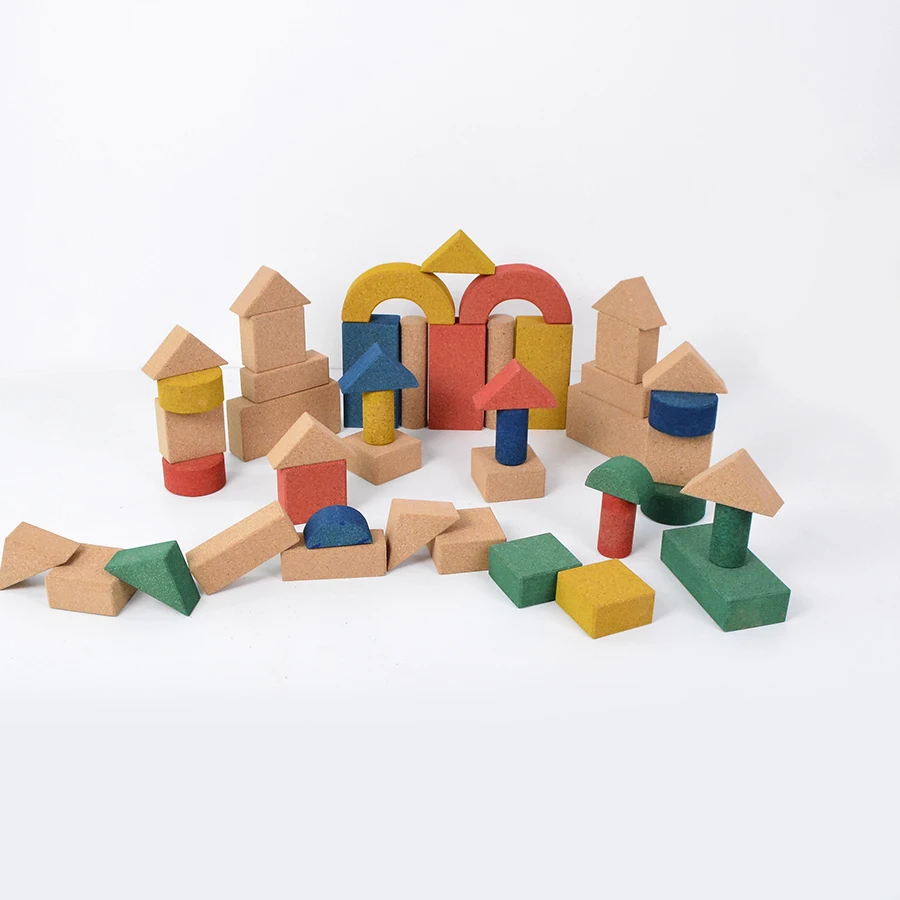 Children Kindergarten Montessori Teaching Educational Toys Wooden 48Pcs Cork Blocks For Kids