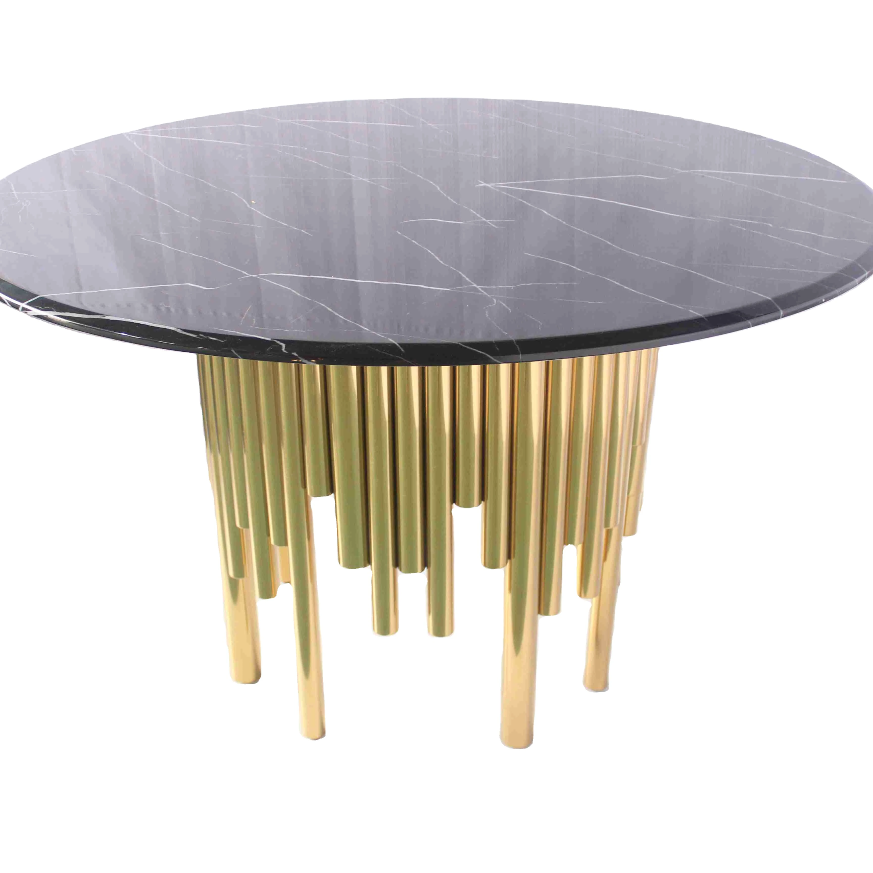 Center Table with Tube Base Coffee Table Wholesale Furniture Gold Luxury Home Furniture Metal Manufacturer Dining Table Modern