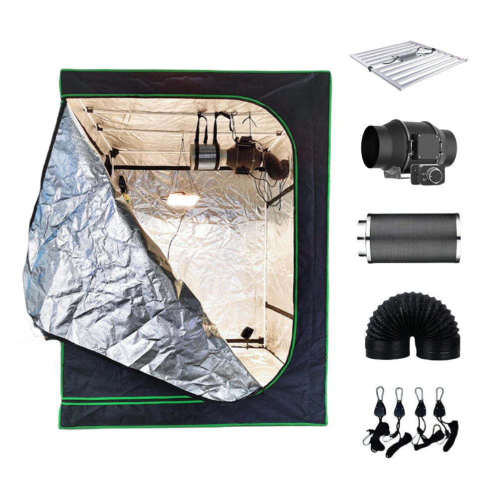 Factory Direct Supply 5x5 grow tent complete kit waterproof hydroponic tent Easily Assembled grow kit with 400-600W Led duct fan