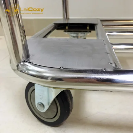 Movable Sack Truck Household Serving Trolley  Large Laundry Basket with Stainless Steel Frame