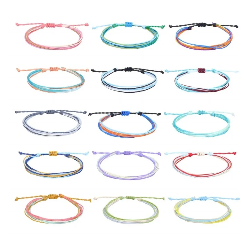 Summer Beach Surfer Woven Bracelet Ankle Adjustable Handmade Waterproof Braided String Woven Friendship Bracelet