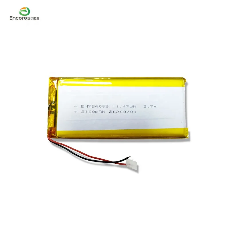 754085 lipo lithium ion polymer battery 3.7v 7.4v 3100mah li ion flat lithium polymer battery 3.7v 3000mah 11.1wh