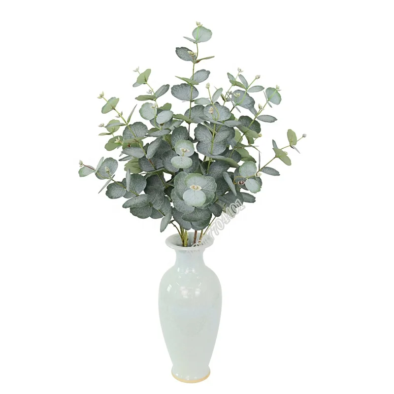 High quality Realistic 3 head decoration leaves Artificial eucalyptus plant for decor