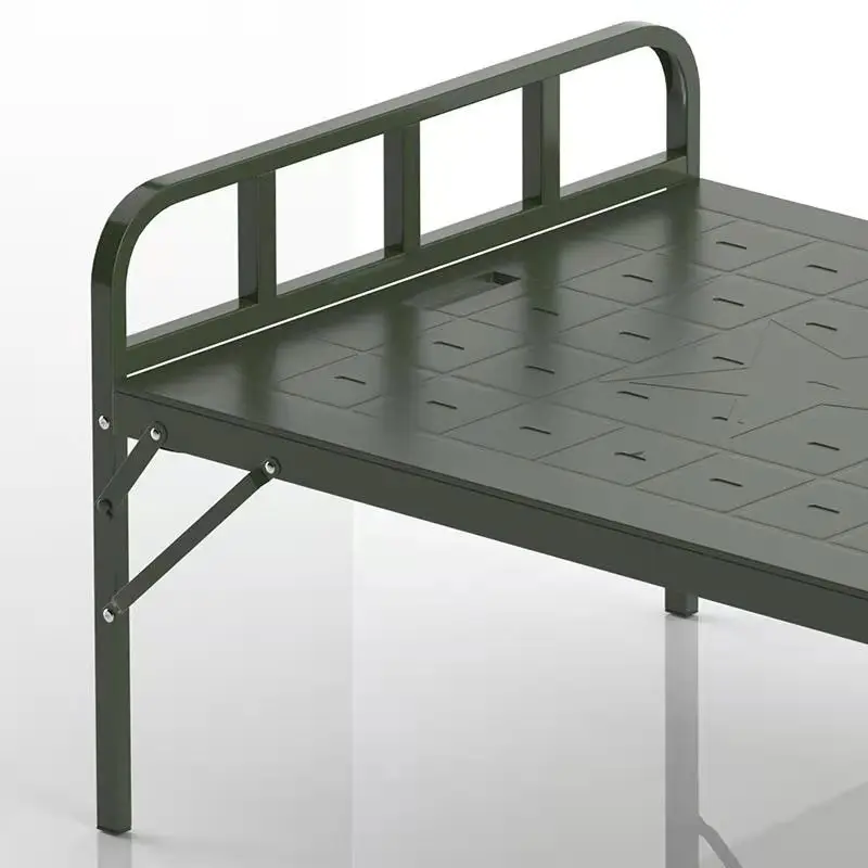 Hot plastic steel camp bed field single portable green nap can be thickened escort nap bed
