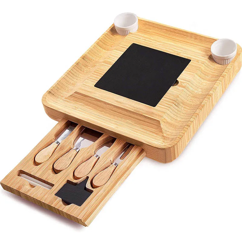 Hot Selling Wood Cheese Board Bamboo Wood Chacuterie,Slate Bamboo Rectangle Cheese Cutting Board/