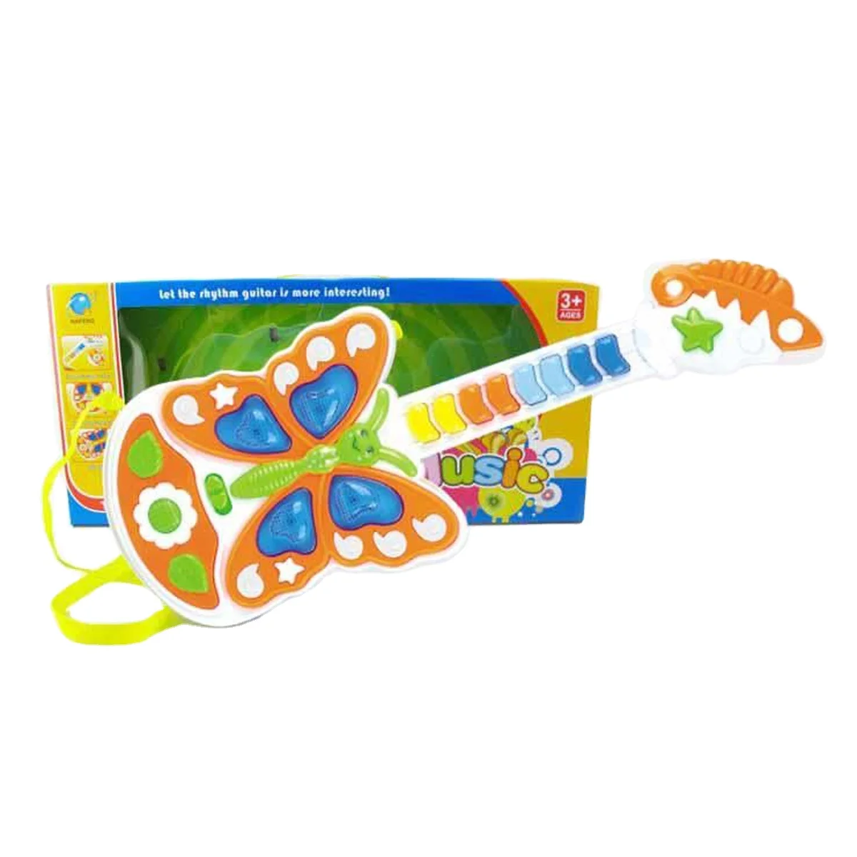 Kids musical instrument toy baby plastic cartoon electric butterfly guitar toy