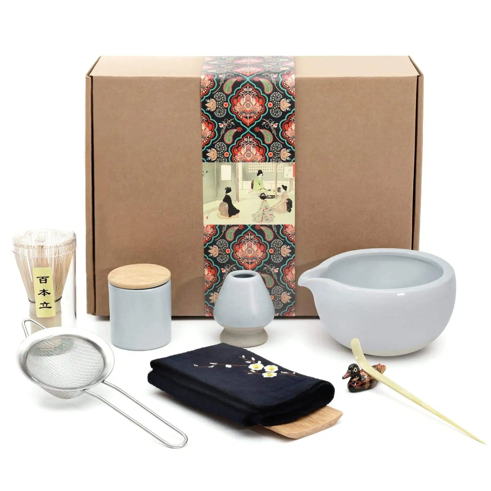 Estick fold matcha scoop Tea Powder Whisk Brush Easy To Clean Quick Mixing Holder Service Tool Natural Mathca Whisk Set